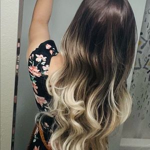 Ombré ash blond synthetic wig.